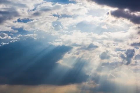 Sunray through haze on sky Stock Photos