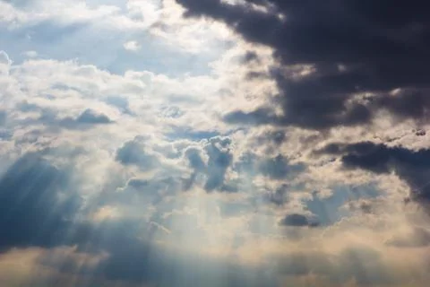 Sunray through haze on sky Stock Photos