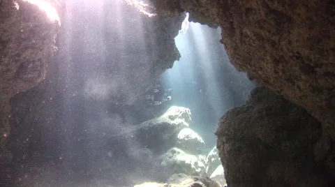 Sunrays in Cave Stock Footage 53308065