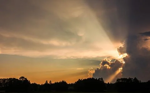 Sunrays in the evening at summer, trust and hope, heaven Stock Photos