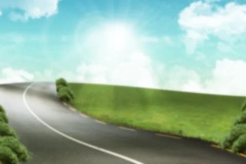 Sunrays falling on green grass by road Stock Illustration