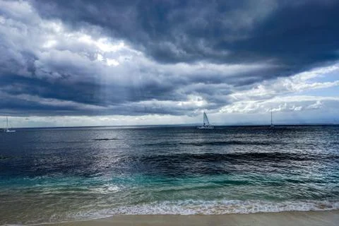Sunrays Ocean Clouds sea blue Nusa Lembongan Indonesia Foto stock