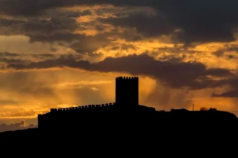 Sunrays over the castel Stock Photos