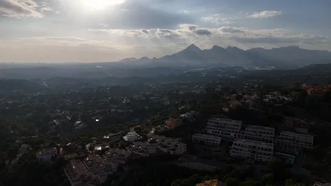 Sunrays over Mountains and Valley near Altea Hills, Costa Blanca Spain Stock Footage 340299740