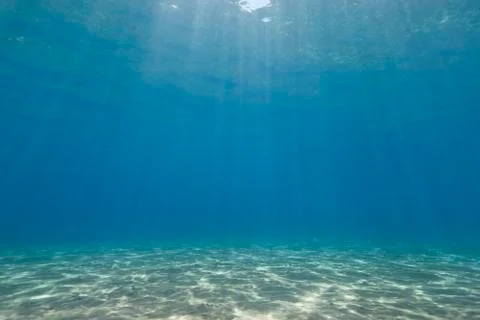 Sunrays on a sandy bottom. Stock Photos