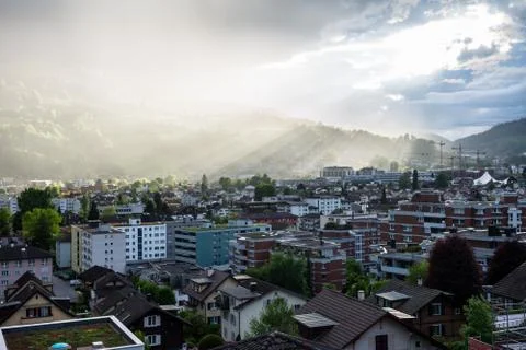 Sunrays shining down to horw in spring Stock Photos