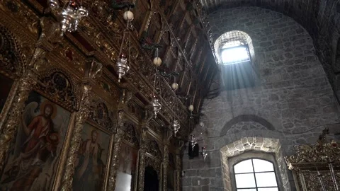Sunrays through window in lazarus church, cyprus Stock Footage 131085952