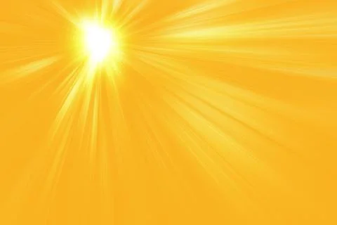 Sunrays, warm sun on a yellow background. Stock Illustration