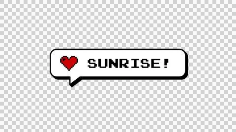 Sunrise 8-bit pixel art comment balloon in neubrutalism style. Stock Illustration