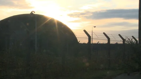 Sunrise at abandoned USAF base Stock Footage 98087693