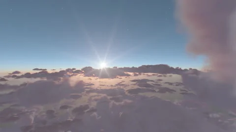 Sunrise Above the Clouds - Camera Flying Inside Cloud Video stock 238531202