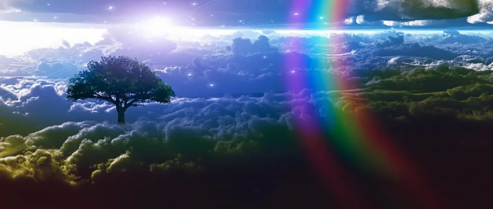 Sunrise above the clouds Stock Illustration