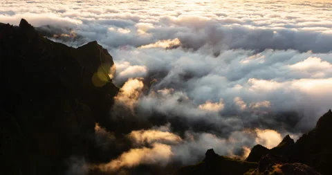 Sunrise above clouds in Madeira Stock Footage 205225703
