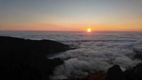 Sunrise Above the Clouds at Pico do Arieiro, Madeira Stock Footage 340128771