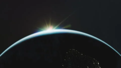 Sunrise above the earth view from space Stock Footage 210232435