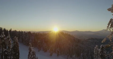 Sunrise Above Frozen Mountain Landscape of Winter Snow Red Dragon Camera Stock Footage 59678130