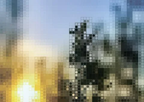 Sunrise abstract pixel vector summer background Illustrazione stock