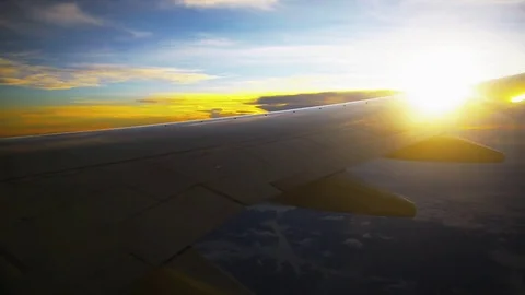 Sunrise In The Airplane Stock Footage 77335854