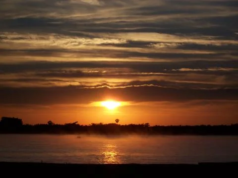 Sunrise on the Amazon River in Paraguay Stock Photos