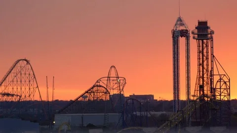 Sunrise at an Amusement Park Stock Footage 73900657