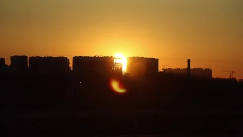 Sunrise and construction. Stock Footage
