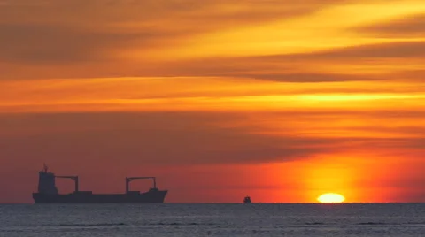 Sunrise and container ship Stock Footage 45969138
