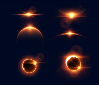 Sunrise and eclipse vector illustration set Illustrazione stock
