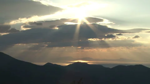 Sunrise and Rays of Light Viewed from Sh... | Stock Video | Pond5