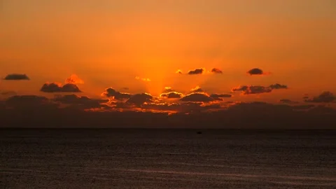 Sunrise and slanting rays on the Pacific Ocean, Miyagi Prefecture Stock Footage 270149126