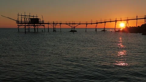 Sunrise and trabocco Stock Footage 102451243