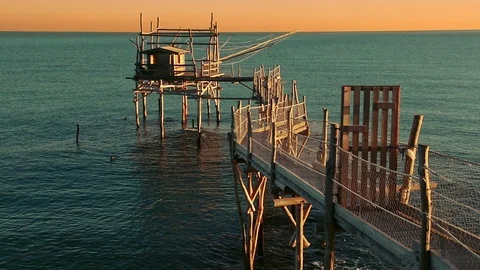 Sunrise and trabocco Stock Footage 102489124