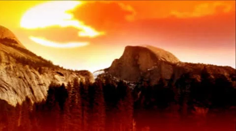 Sunrise with Angel Clouds Over Half Dome Yosemite Видео 8973236