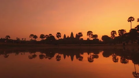 Sunrise at Angkor Wat Temple Complex Cambodia, Siem Reap Stock Footage
