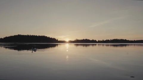 Sunrise in archipelago Stock Footage