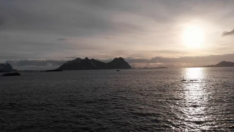 Sunrise on the arctic ocean in Svolvaer Stock Footage