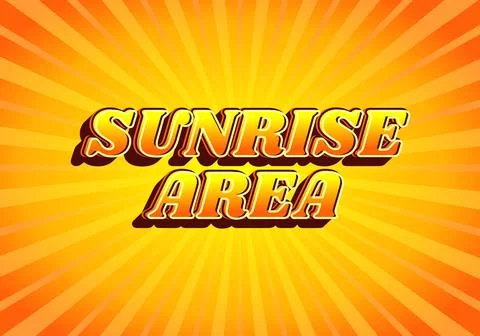 Sunrise area. Text effect in gradient yellow orange color, 3D look. Yellow .. Stock Illustration