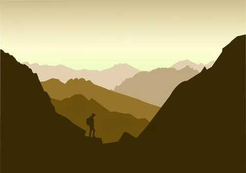 Sunrise on the background of mountains010822 Stock Illustration