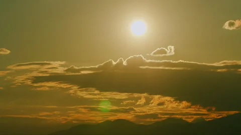 Sunrise Background Over The Mountain. Mountains Silhouette And Cloud. Pan. Stock Footage 259444579