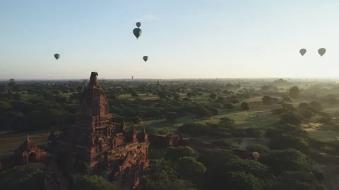 Sunrise at Bagan, Myanmar (Burma) Stock Footage