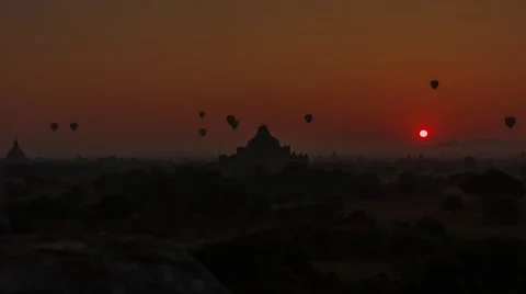 Sunrise in bagan, myanmar timelapse Stock Footage 63077595