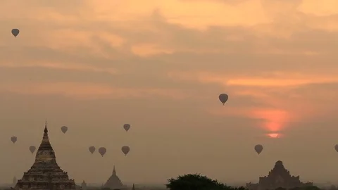 Sunrise balloon air Stock Footage 73047168