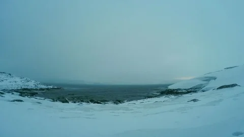 Sunrise on the Barents Sea. Teriberka, Murmansk region, Russia. Stock Footage