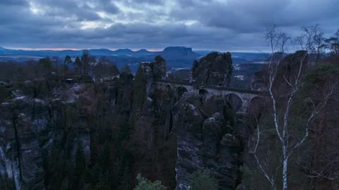 Sunrise at the Bastei bridge,4k,timelapse Stock Footage 230651025