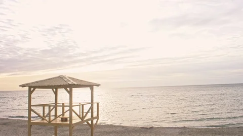 Sunrise bay watch tower Stock Footage 90348581