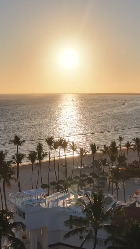 Sunrise Beach In Bavaro In Punta Cana Dominican Rep.. Video stock 325200767