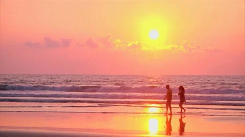 Sunrise Beach Couple Stock Footage 7762542