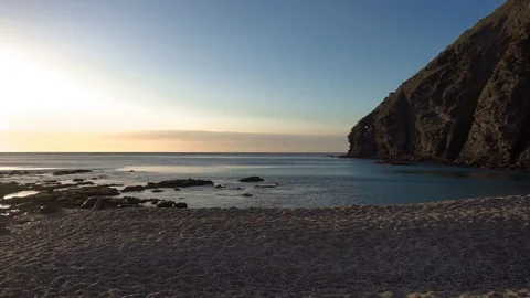 Sunrise on the beach of the dead of Carboneras Stock Footage 90010790
