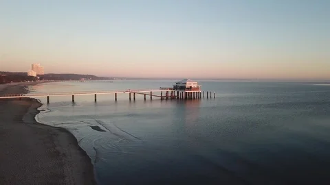 Sunrise beach drone arial clip Stock Footage 112149371