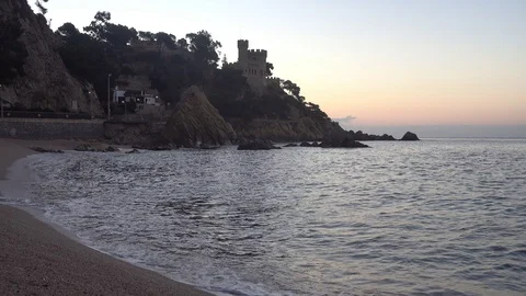 Sunrise on the beach of Lloret de Mar Stock Footage 111253485