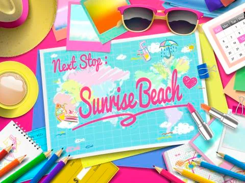 Sunrise Beach on map Stock Illustration